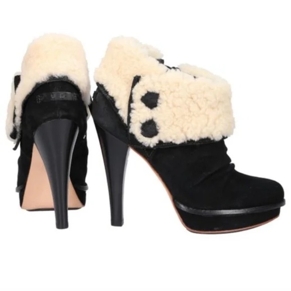 NEW UGG Rare Unique high Heel Boot ankle Georgette Bootie platform Black 10 /11 - Picture 1 of 17
